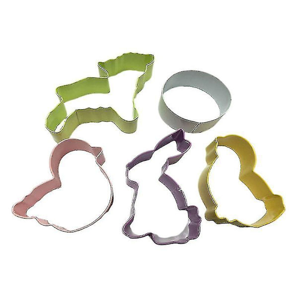 Påskekanin Søt dyreform Cookie Cutter Chick Bunny Cookie Mold Sett Rustfritt stål Festival Fest Kjøkken Bar Bakeapparater Rekvisita Tilgang