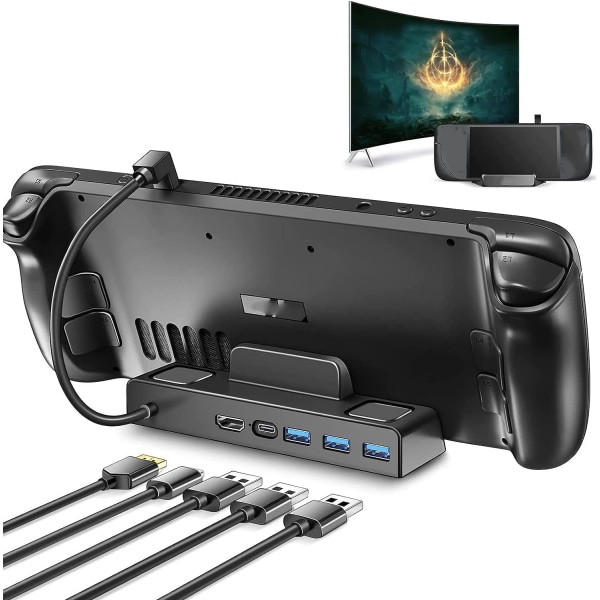 Dockingstation til Steam Deck, 5 i 1 Steam Deck Dock Stand med HDMI 2.0 4K