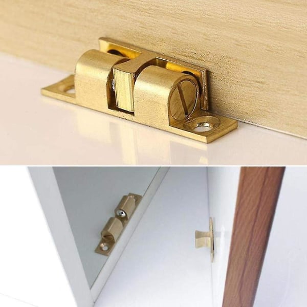 2st 50 mm Mässing Dörrstopplås Spänne Touch Push Spärr Skåp Skåp Inre lås Polering Switch Kulskåp