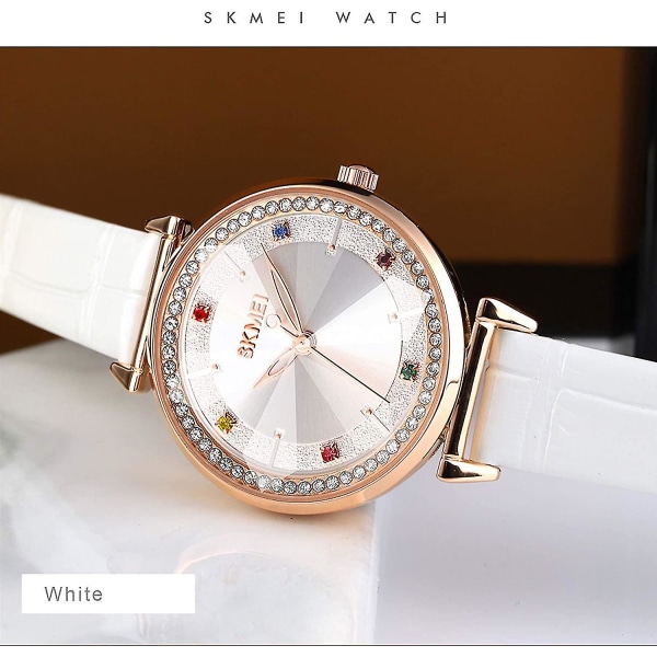 Watch Läder Elegant Analog Quartz Vattentät Armbandsur för Damflickor