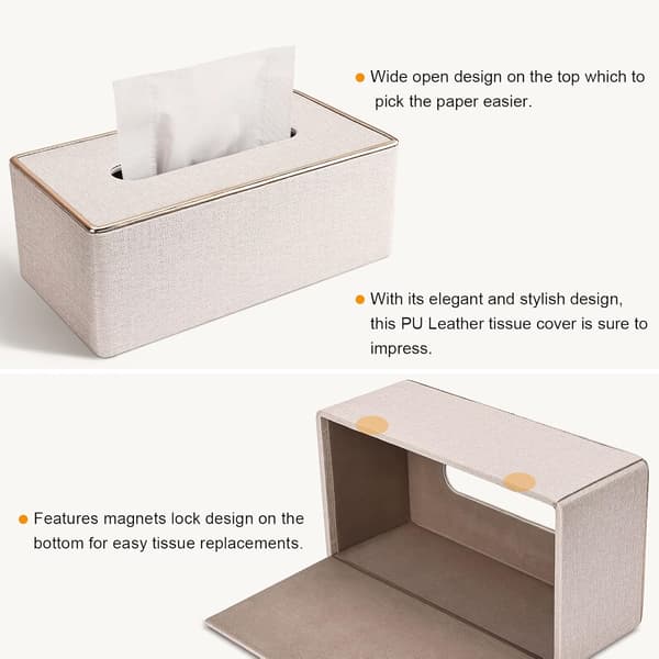 【BQ】Serviettboks i PU-skinn, rektangulær serviettboksholder for Kleenex, serviett, rektangulær serviettboks for bad, hjemmekontor