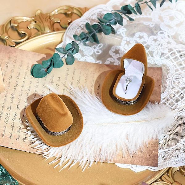 Western Cowboy Hat -korurasia, Creative Cowboy Hat -korurasia, Velvet-korusormuslaatikko