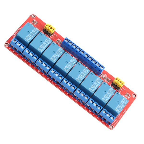 8-kanals Optokopplarrelämodulkort Hög & Låg Trigger 24V