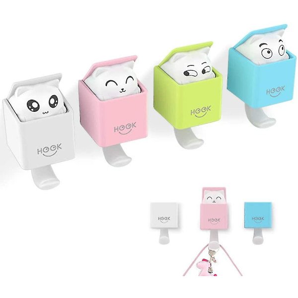 4 itseliimautuvan koukun set , anime-eläinpiirustustarrakoukku