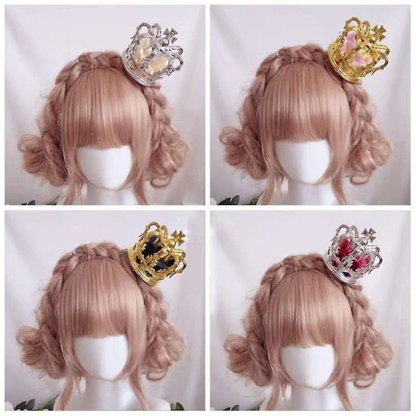 Lolita Princess 3d Tiara Crown Ylellisyys Keinotekoinen ruusu kukka Cosplay päähine Hiustarvikkeet kiinnikkeillä Nauha Kultakruunu Vaaleanpunainen ruusu Golden crown Pink rose