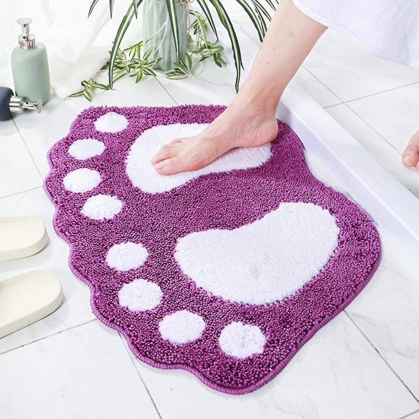 Big Feet -wc-matto, liukumaton vettä imevä kylpyhuonematto, takkuinen matto makuuhuoneen keittiöön Purple