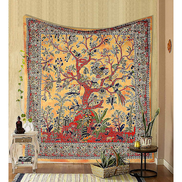 Tapestry Turkoosi Tree Of Life Seinälle ripustettavat psykedeeliset kuvakudokset