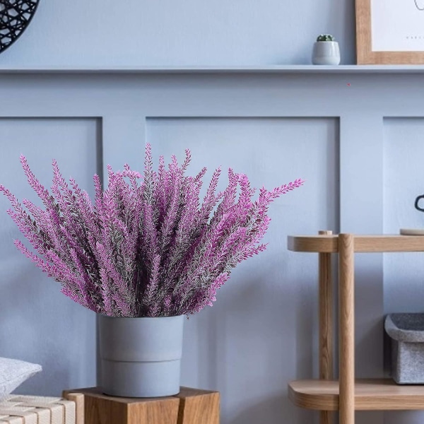 Kunstige planter udendørs, 8 bundter kunstige blomster lavendel buket