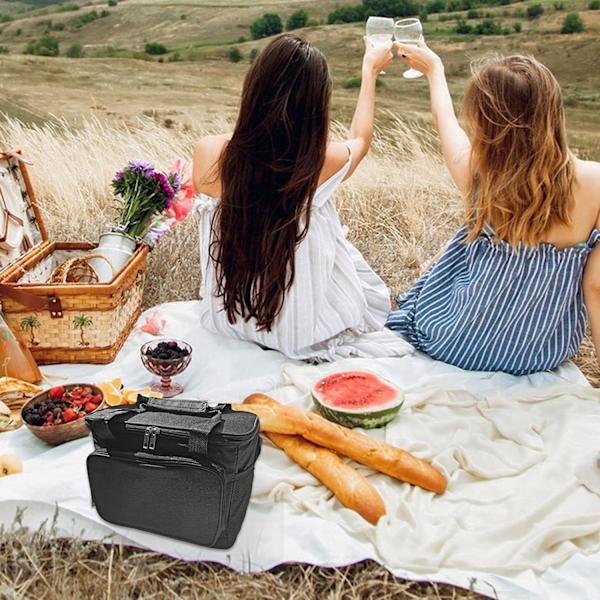15L Genanvendelig Madkasse til Picnic Vandrestrand, Madpakke, Frokostpose med