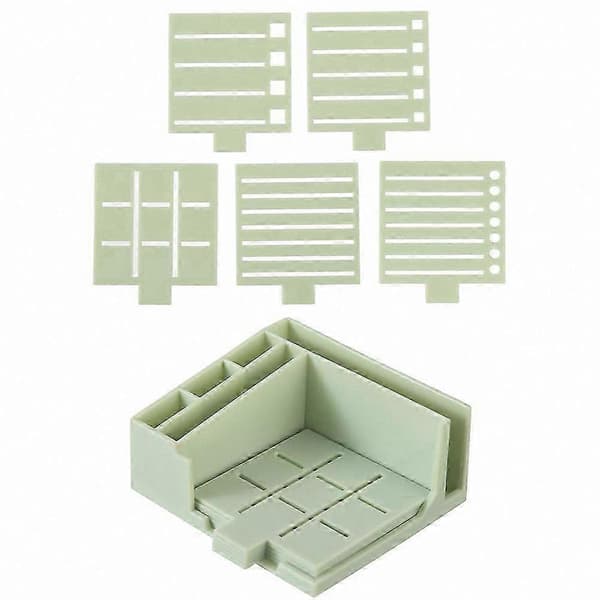 Holder til sticky notes med skabelon, 3x3/4x4 sticky note holder, notesblok arrangør til kontoret, grøn Green
