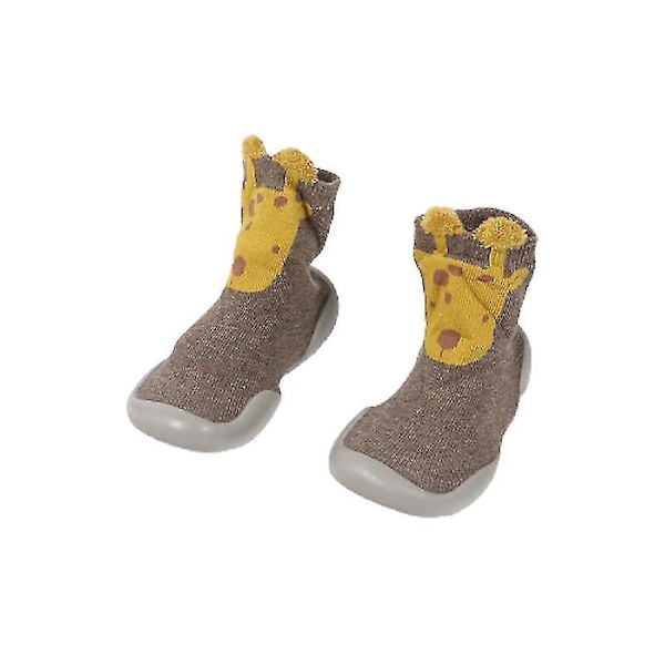 Baby Småbarn Anti-skli Slipper Gulv Pustende Tykke Vinter Varme Sko Sokker Brown fawn 22and23