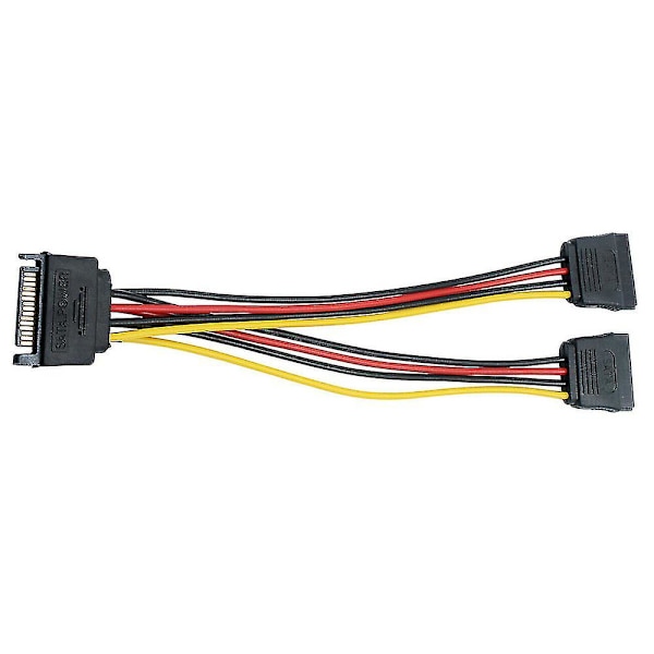 15-nastainen Sata-uros ja 2x Sata-naaras power -Y-jakajakaapelisovitin
