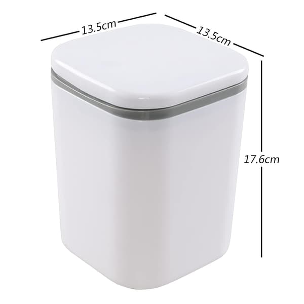 【BQ】2 liters mini søppelbøtte til skrivebord, små søppelbøtter i plast til skrivebord, hvit