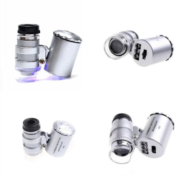 Mini 60x Led Uv Pocket Microscope Jeweler's Magnifier Adjustable