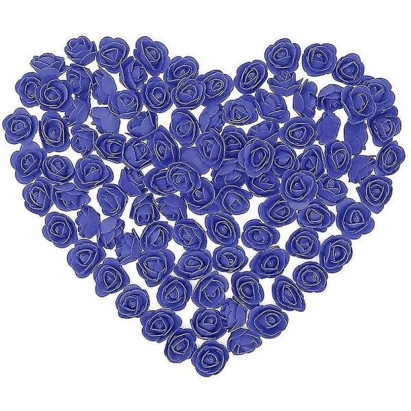 500 stk 3,5 cm kunstig rosehode til buketter til selvstendige bryllupsfest hjemmedekorasjon (kongeblå)