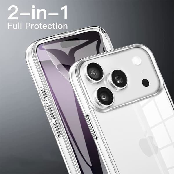 【BQ】Protective Case for iPhone 17 Pro Max - BOOLING - Full Protection 360 Shock Absorbing Transparent Silicone+PC Transparent