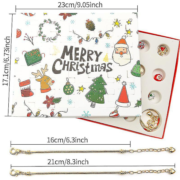 24 Countdown Calendar Advent Surprise Blind Box DIY Creative Armband Smycken Julklapp Silver