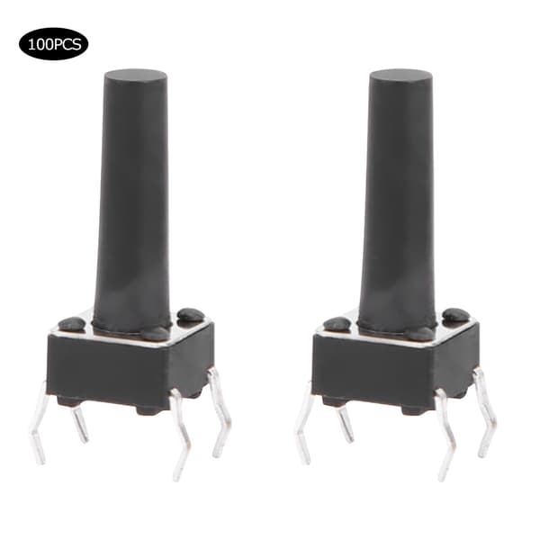 100 stk. Momentær taktil bryter Micro Button Engineering Plastic DC 12V 50mA DIP 6x6x15mm