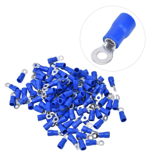 100 st Förisolerade Krympterminaler Koppar PVC Ringtyp Trådkontakt för Datorer AWG 16‑14