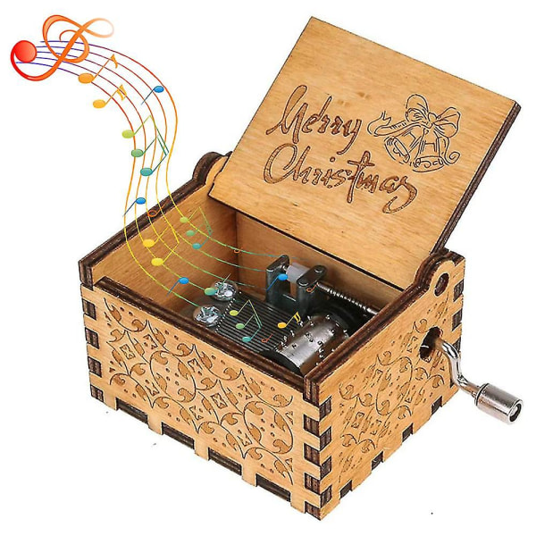 Tre musikkbokser, lasergravert Vintage Wooden Sunshine Musical Box