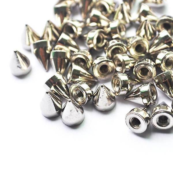 100 st 7*9 mm metallkon spikar Screwback dubbar Diy Läder Craft Punk Style Nitar (silver)