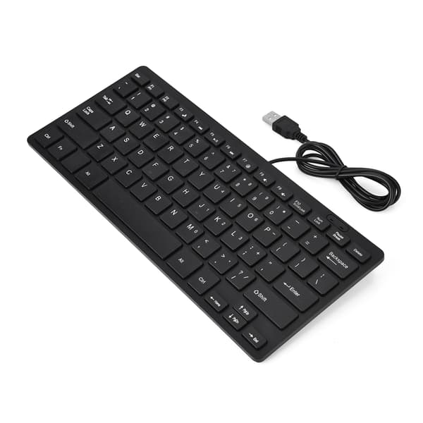 Ultratyndt mini USB-tastatur til stationær computer Bærbar computer (sort, 78 taster)
