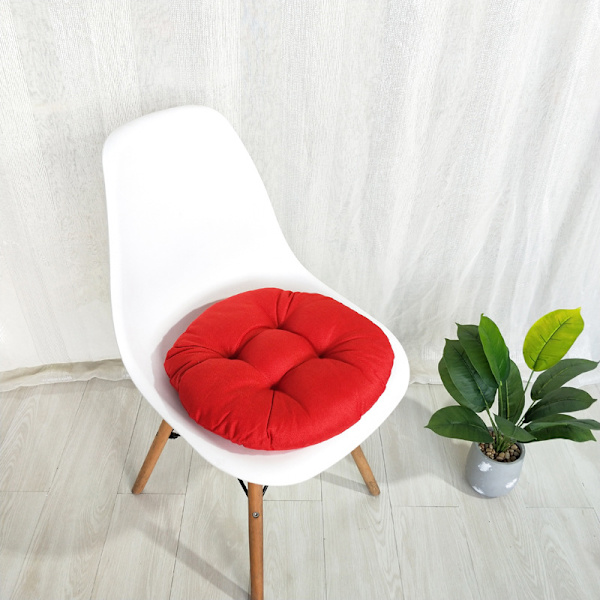 【Barbie Shop】Tykk lin rund sittepute stolmatte soverom gulv sittepute egnet for spisestue soverom sofa lesekrok hage Red  40*40*9cm