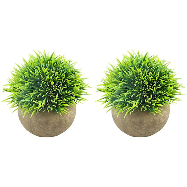 Mini kunstige planter Plast falske grønt græs Faux grønt topiary buske Two