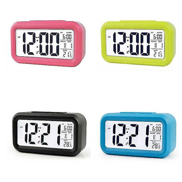 Regenboghorn Smart Light Lcd Väckarklocka 4 Färgval, Svart Blue