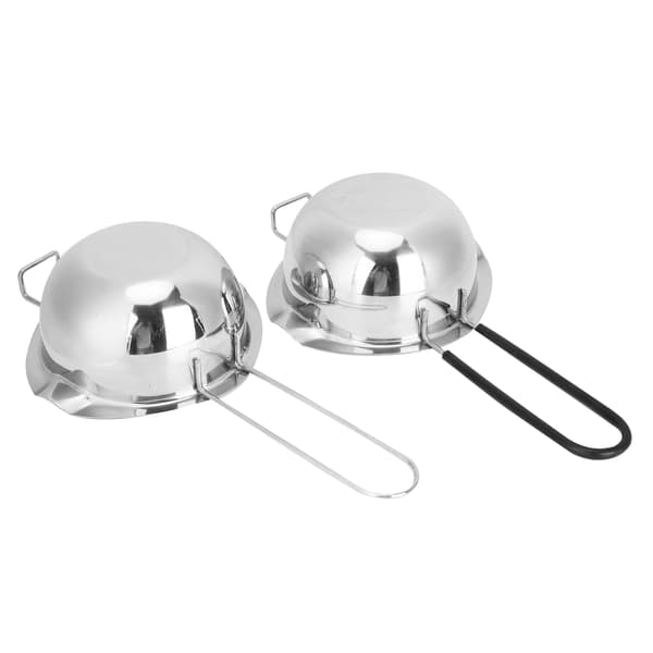2 STK 400 ml smeltedigel i rustfrit stål til smør, chokolade, ost, køkkenredskab, sølv sort