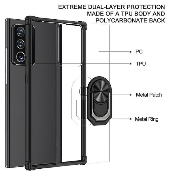 For Samsung Galaxy Note20 Ultra Shockproof Transparent Tpu + Akrylbeskyttelsesveske (svart)