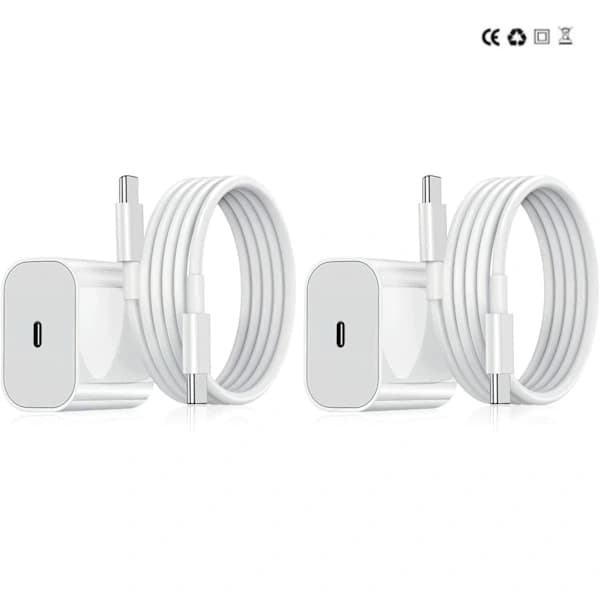 【BQ】2-pack Samsung (NT) iPhone-laddare - Snabbladdare - Adapter + Datakabel 20W Vit (2-pack) 2-Pack 2-Pack Samsung(20w White)