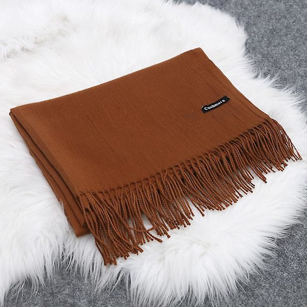 Dam varm lång sjal Vinter varm stor halsduk Camel Caramel Caramel