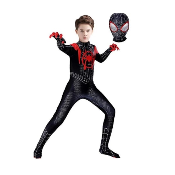 Kids Miles Morales kostym Spider-Man Cosplay Halloween sæt zy yz 120cm