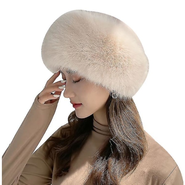 Kvinnor i fuskpäls pannband Vinter öronvärmare hörselkåpa hatt