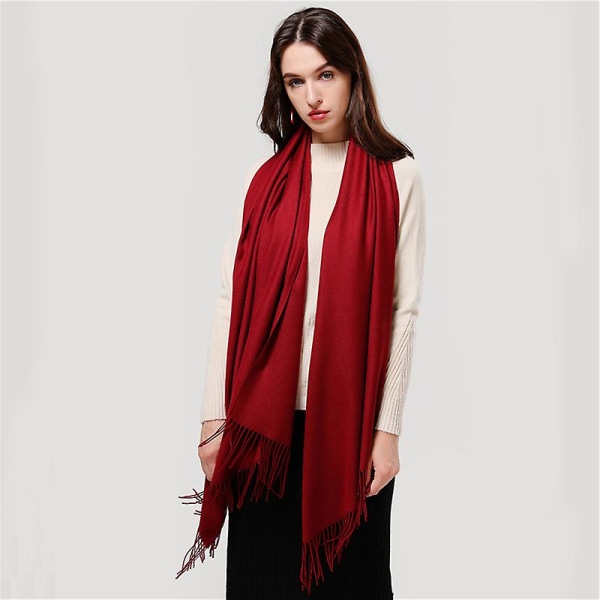 Mode Ensfarvet 2022 Kvinder Tørklæde Vinter Hijabs kvaster Lange Damesjaler Cashmere Ligesom Pashmina Bandana Tørklæder Wraps Echarpe FYR110-26