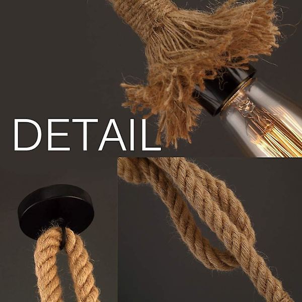 Diy Hemp Rope Retro Industrial Chandelier,retro E27 Edison Style Lamp