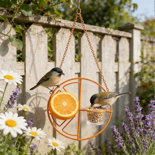 【BQ】Udendørs fuglefoderautomat Oriole Foderautomat med Frugtholder Udendørs Gelé Orange Fuglefoderautomat Metal Oriole til Have Baghave