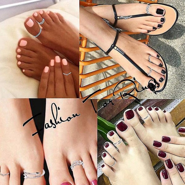 Copper Toe Rings For Women Open Toe Rings Adjustable Tail Ring Silver