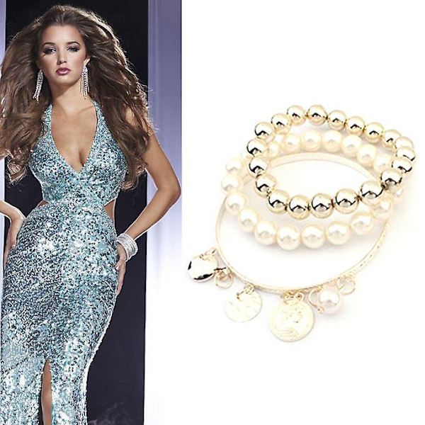 Ny stil Vacker populär modedesign Pea Hollow Multilayer Armband-blå