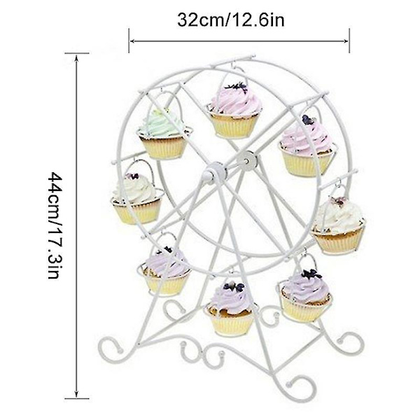 Roterande pariserhjul dessertserver 8 muffins serveringsbricka Carnival Circus tema rostfritt stål Silver