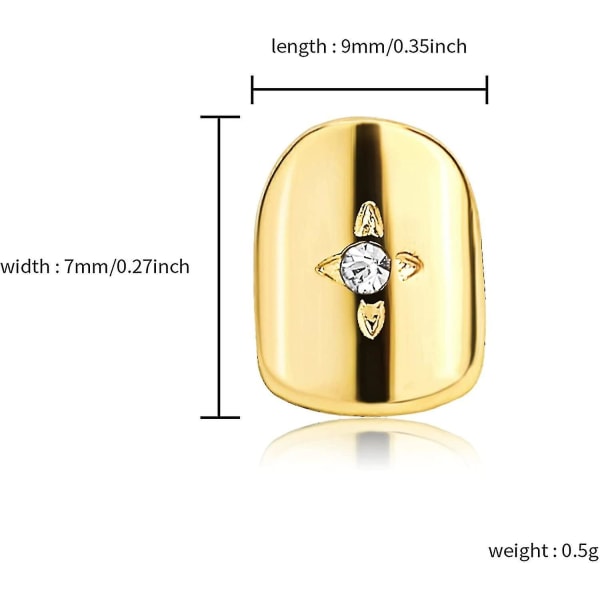 14k guldpläterad Big Diamond Single Cap för dina tänder Män Kvinnor Hip Hop smycken present