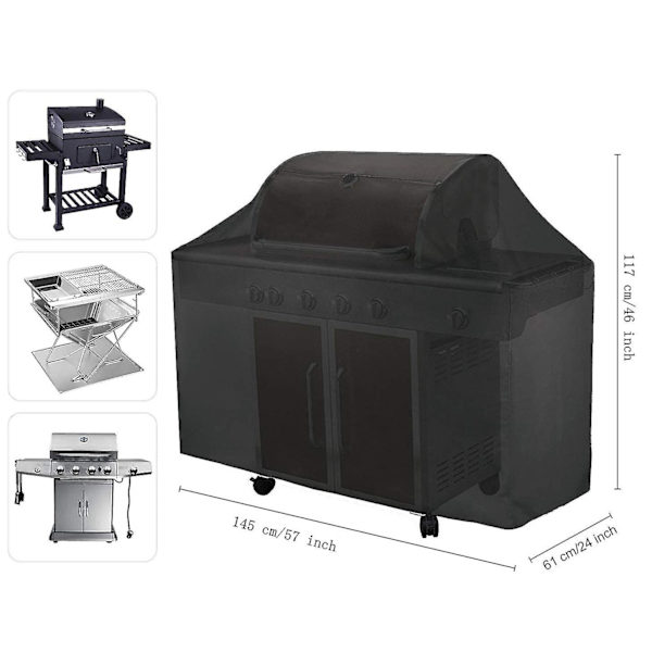 420d Oxford kangasgrillin cover Hopeapäällysteinen cover säilytyspussilla 145*61*117cm