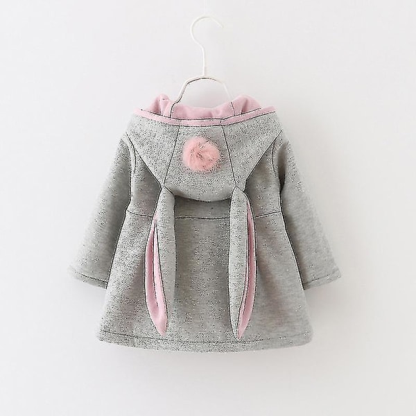 Hhcx-kids Baby Girl Bunny Rabbit Øre Hettejakke Vinter varmt yttertøy Grey 3-4 Years