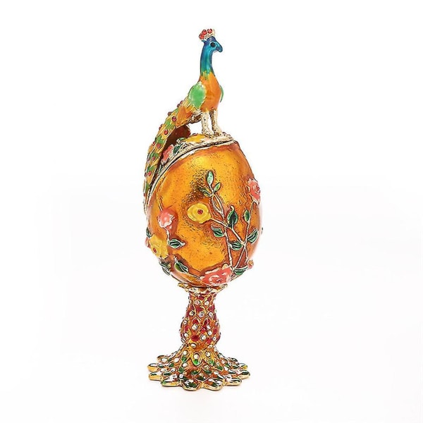 Påfågelform Faberge-ägg-serien Handmålade smycken prydnadsföremål Unik present till påsk Heminredning Samlarobjekt