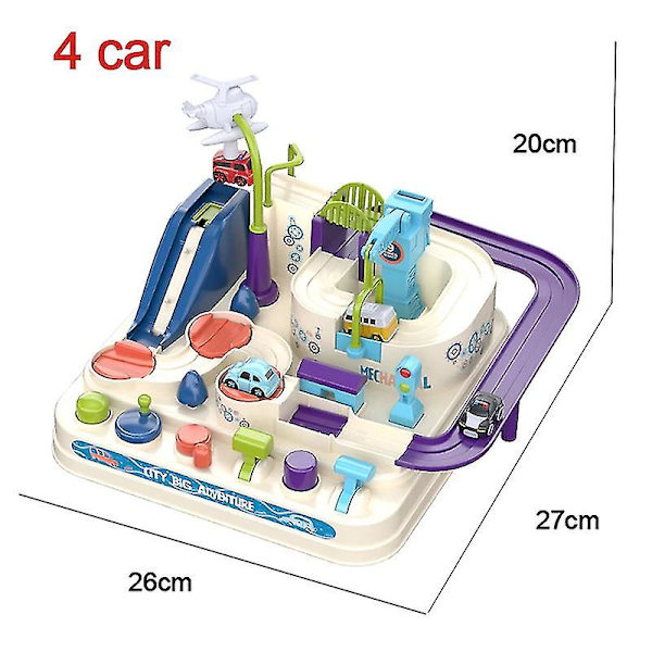 Hhcx-cute Pink Racing Rail Car Model Racing Educational Toys Track Car Adventure Game Brain Game Mechanical Interactive Train Toy D 4car NO BOX