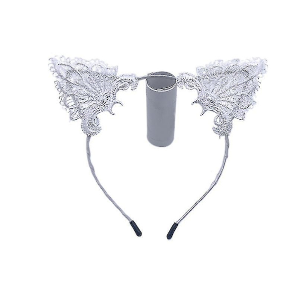 Halloween-rekvisiitta Söpö Bell Kissa Pukeutuminen Valkoinen Pitsinaamari Kissan Korvat Pääpanta Set White hairband