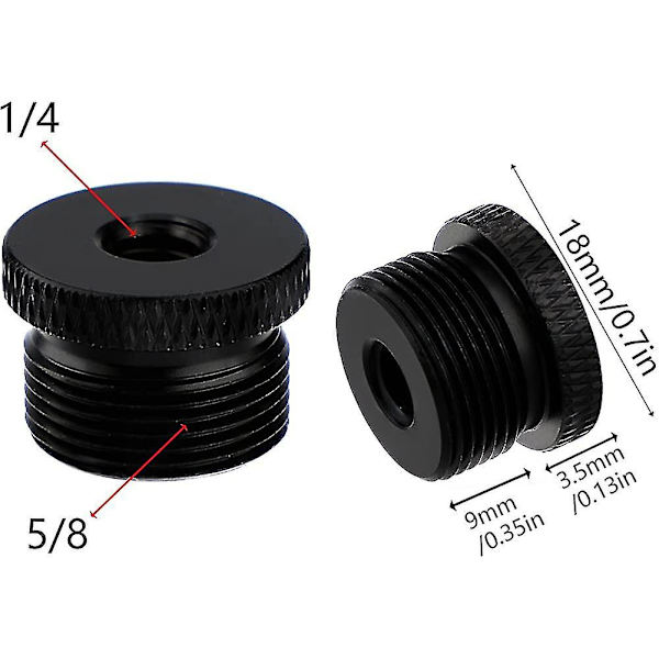 2 stk mikrofonstativadapter 1/4 hun til 5/8 hanskrue gevindadapter Stativskrue