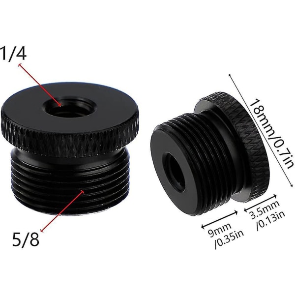 2 stk mikrofonstativadapter 1/4 hunn til 5/8 hann skrue trådadapter stativ skrue