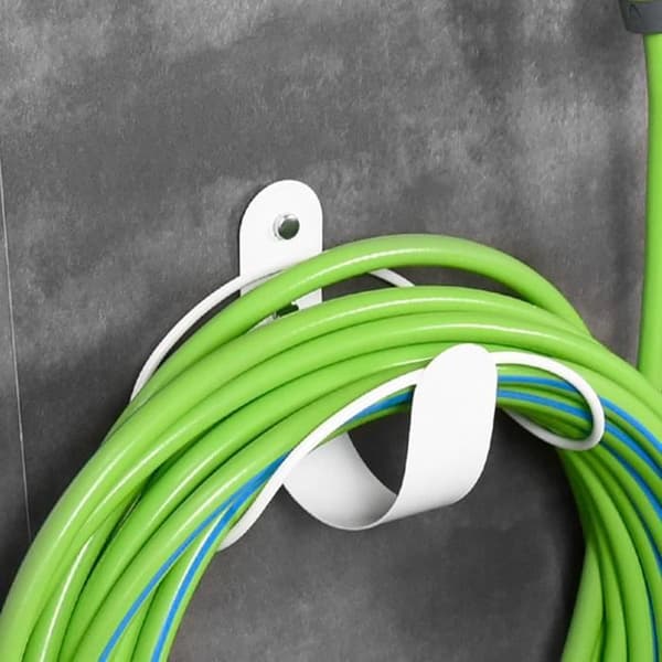Veggmontert slangeholder Rustfritt stål - Rustfri - Enkel å installere - Hvit